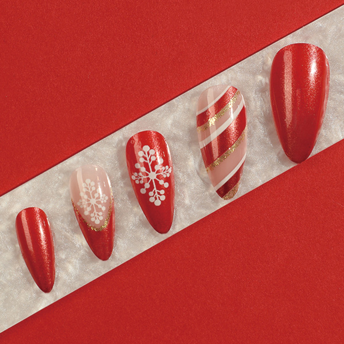 Christmas French Snowflake Nails