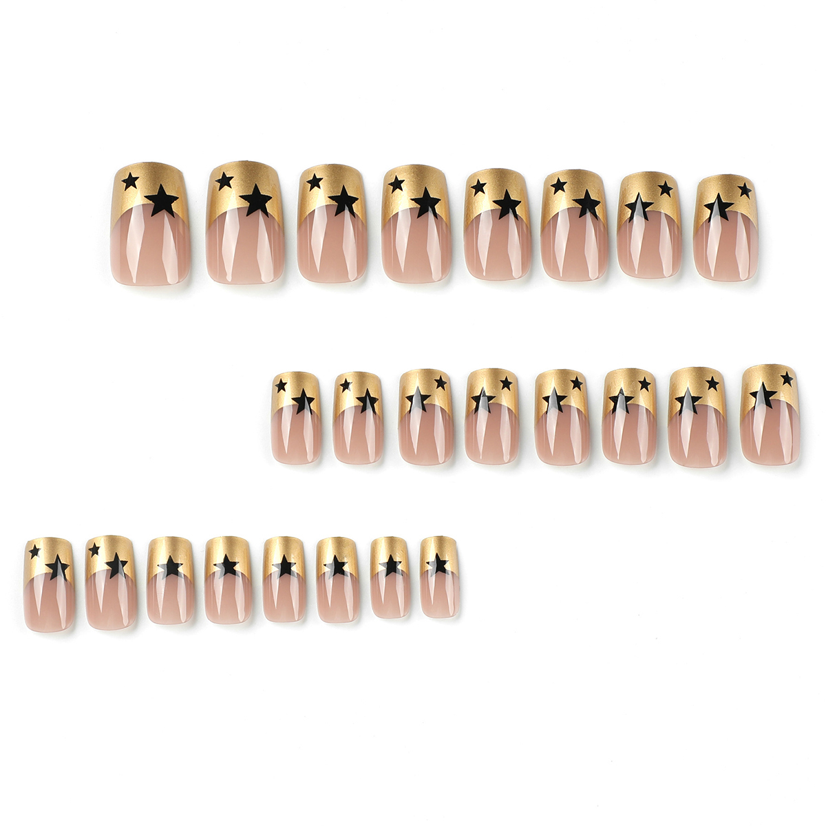 Black Stars Gold Nails