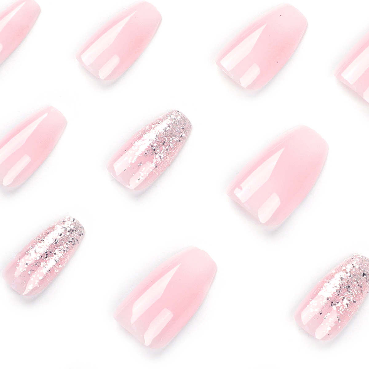 Gradient Glitter Pink Nails