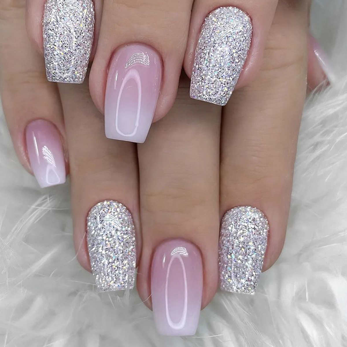 Diamond Sparkle Pink Nails