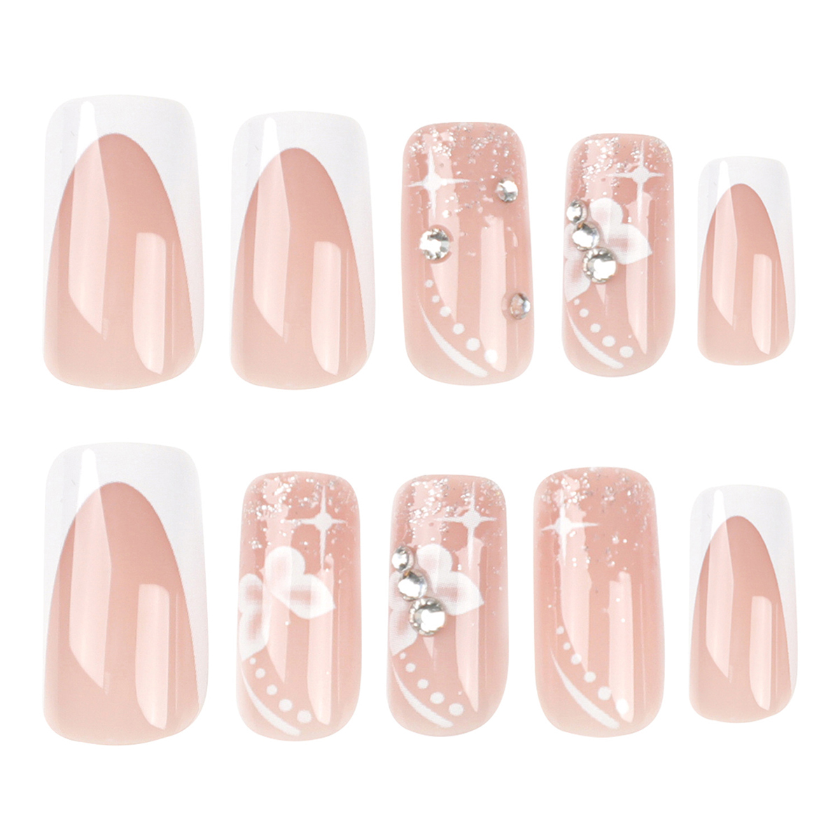 Sparkling Butterfly Pink Nails