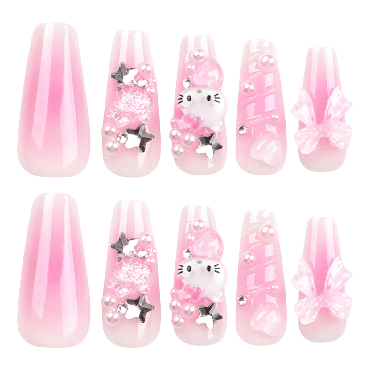 HelloKitty Ripple Pink Nails