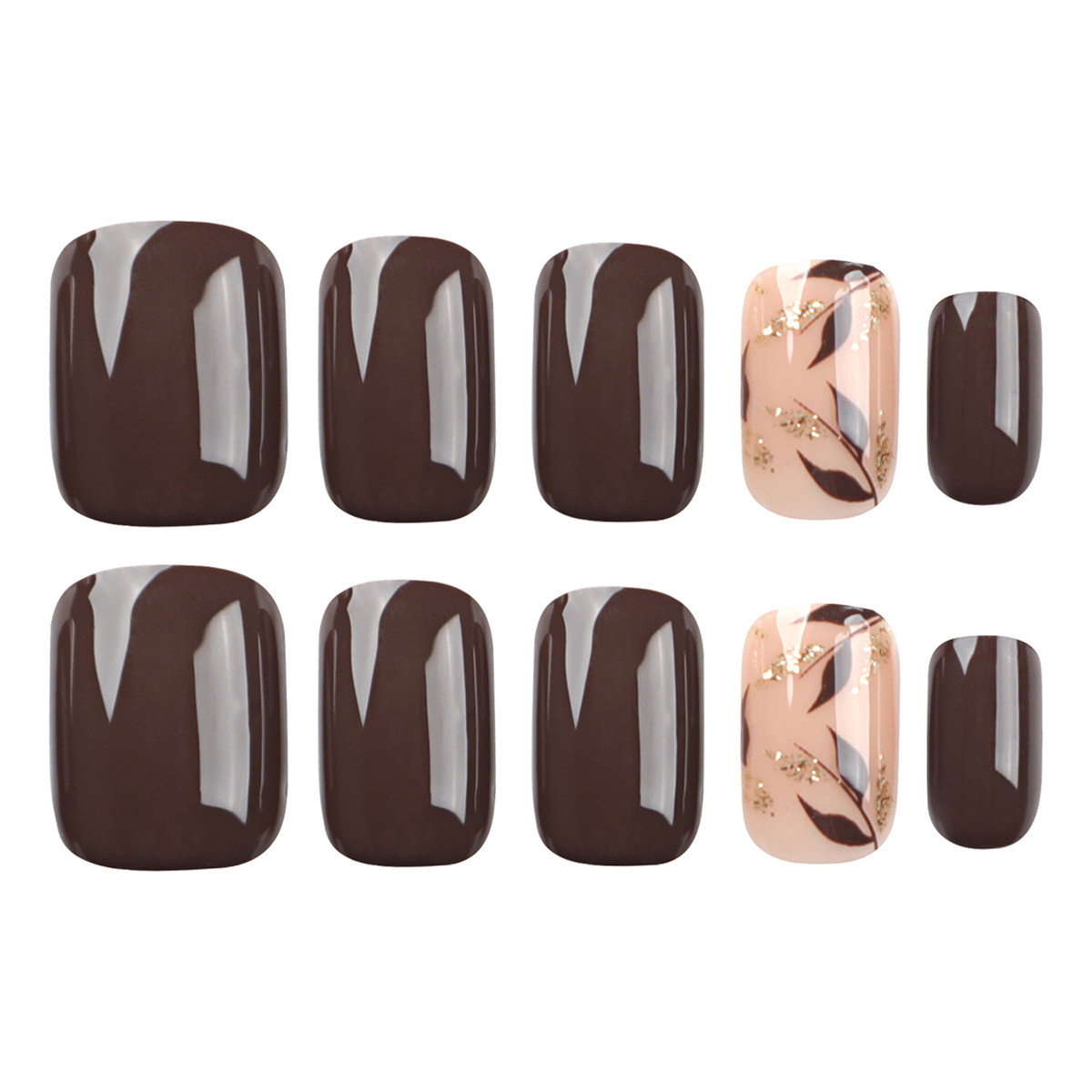 Leaf Pure Brown Nails
