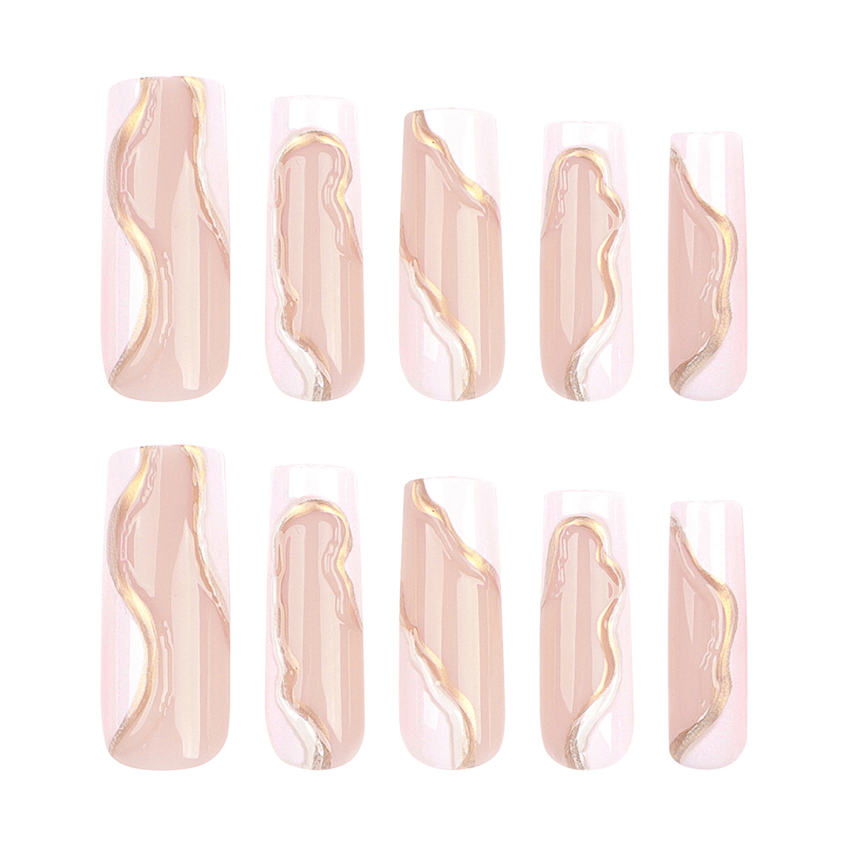 Ballet Gold Foil White Nails