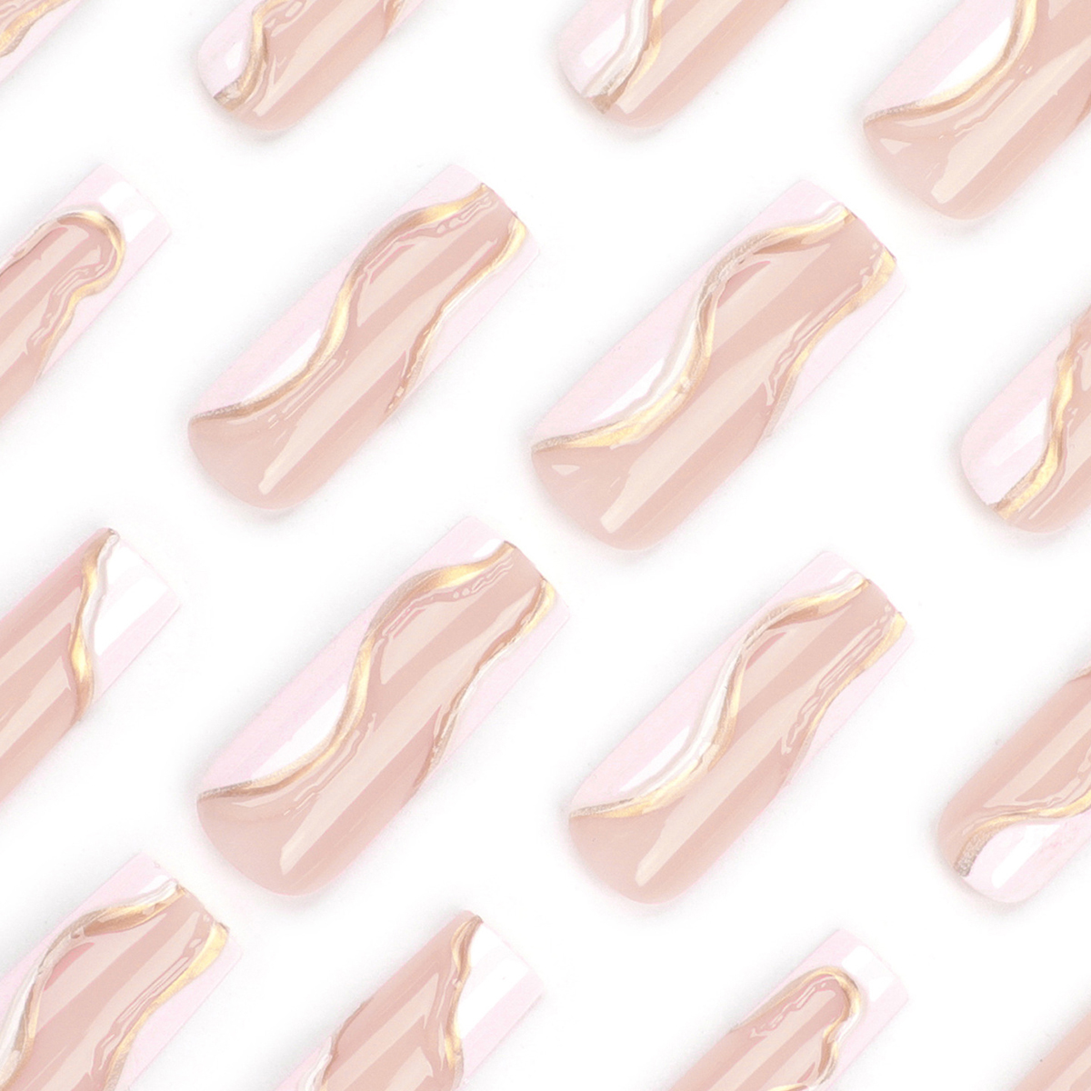 Ballet Gold Foil White Nails