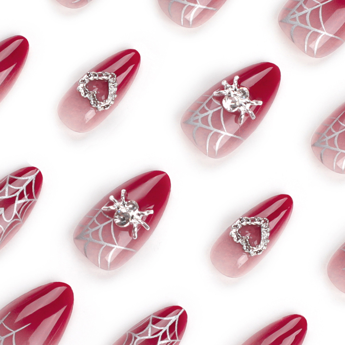 Silver Spider Red Nails