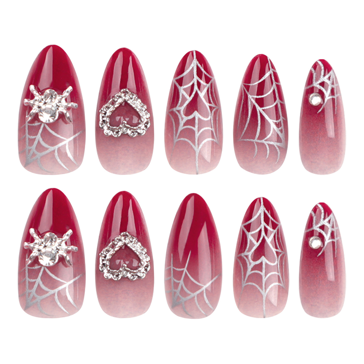 Silver Spider Red Nails