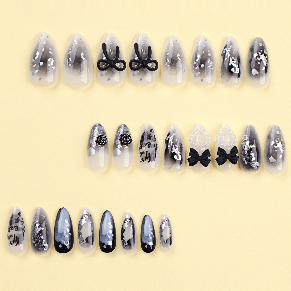 Black Bow & Pearl Nails