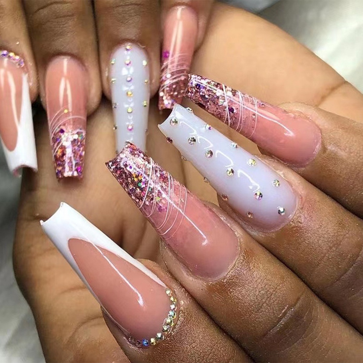 Jewel Kiss Pink Nails
