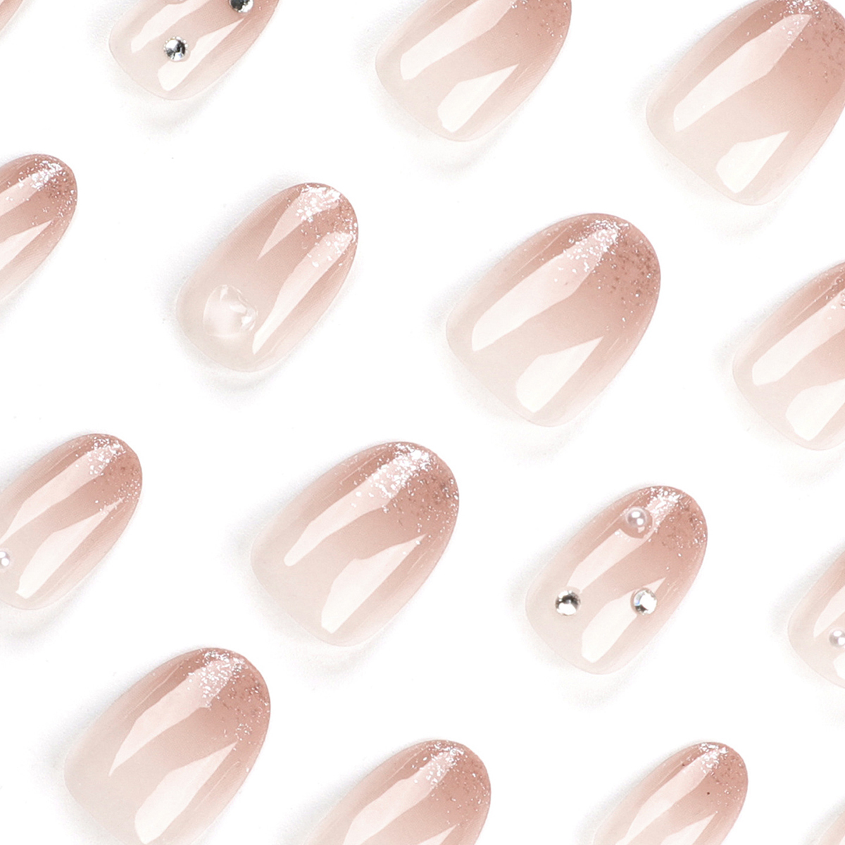 Blush Glitter Pink Nails