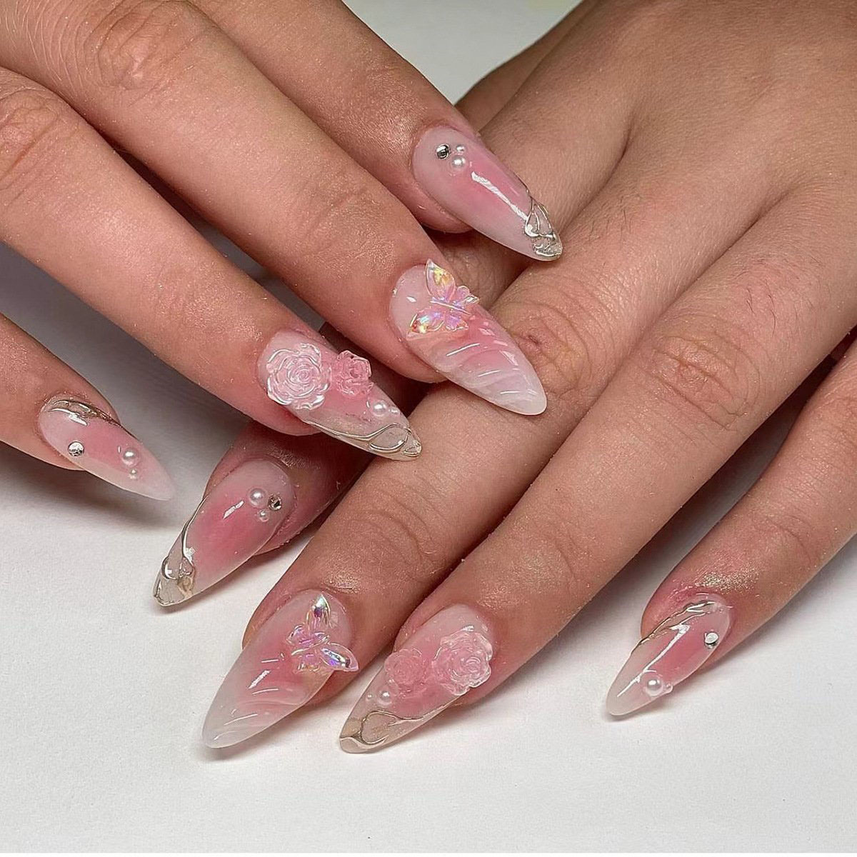 Rose Angel Pink Nails