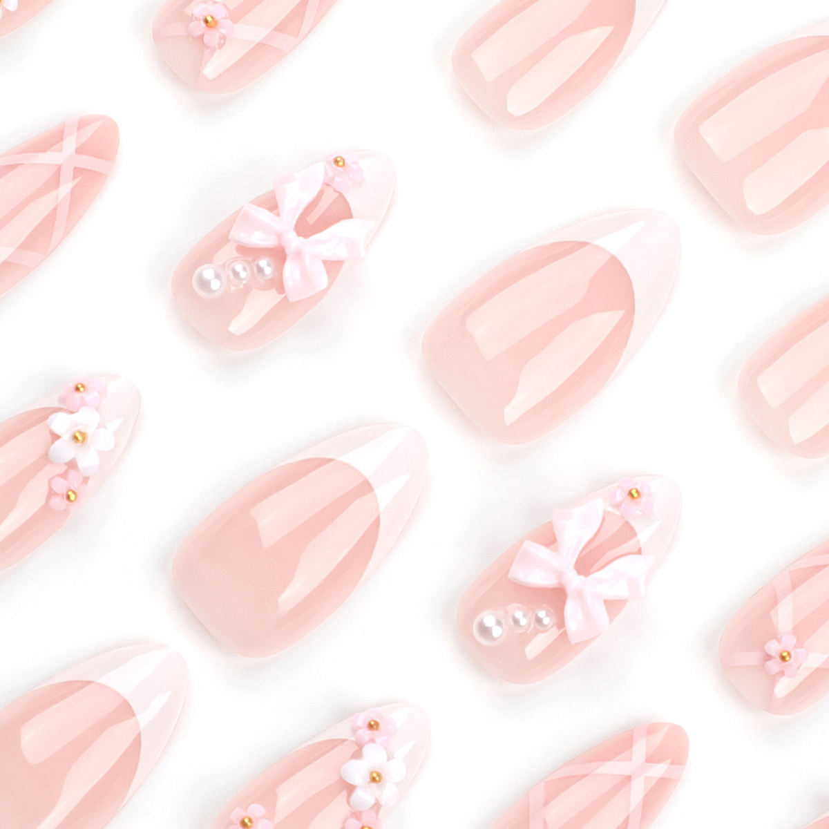 Charming Pink Bow Nails