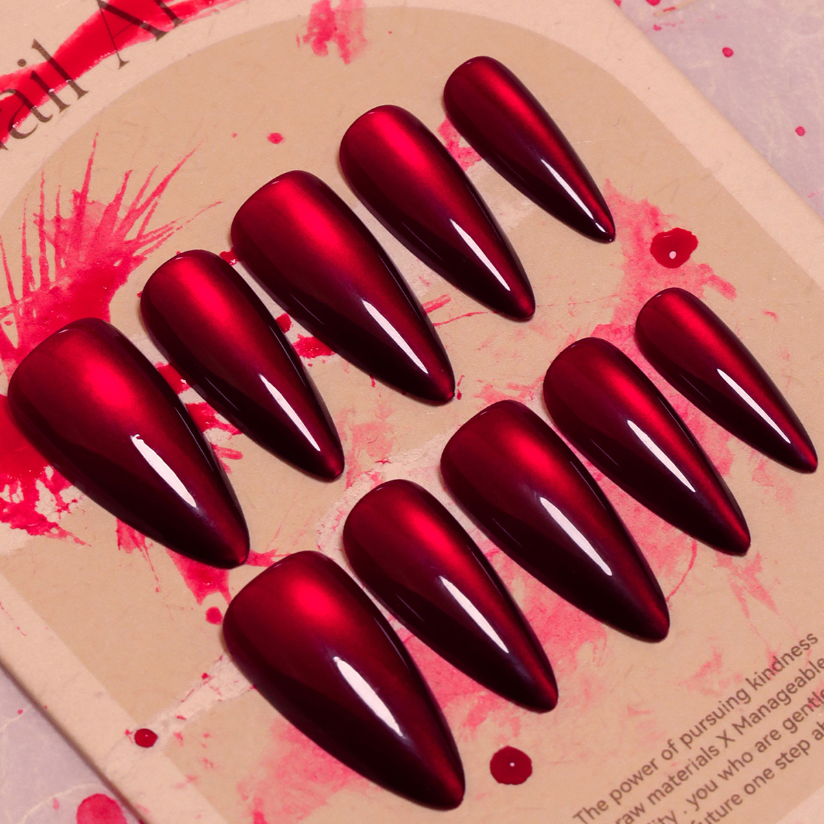 Wine Red Cat Eye Nails