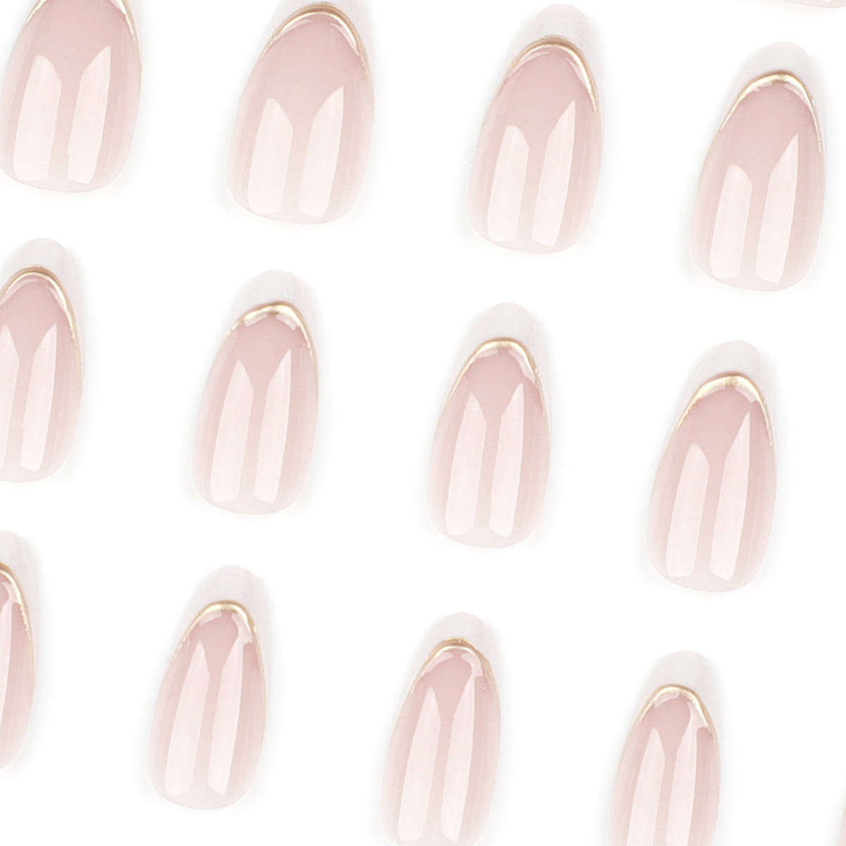 Gold Stripe Pink Nails