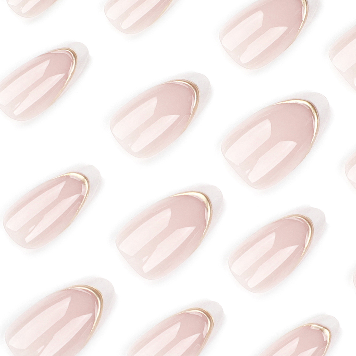 Gold Stripe Pink Nails