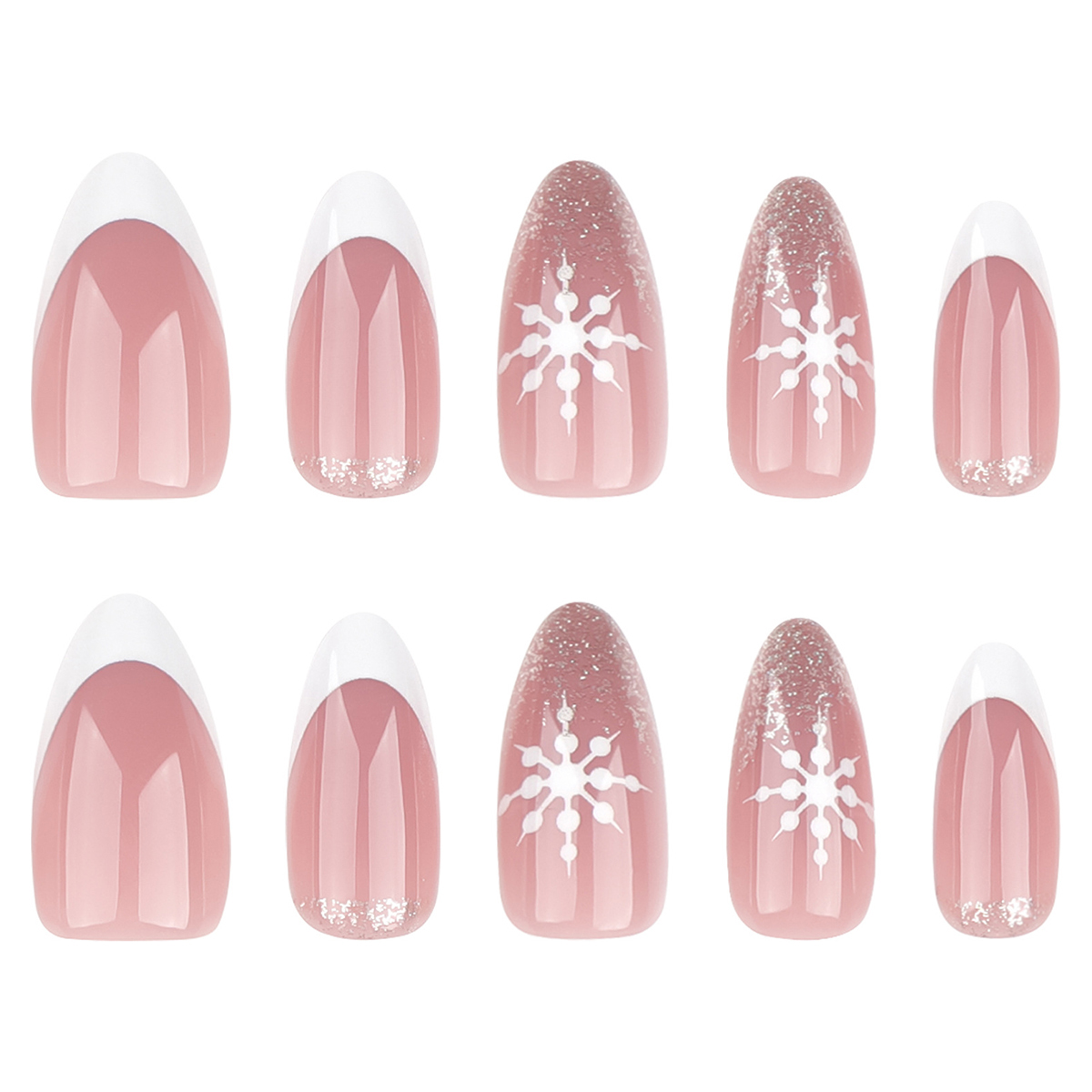 Snowflake Glitter Pink Nails