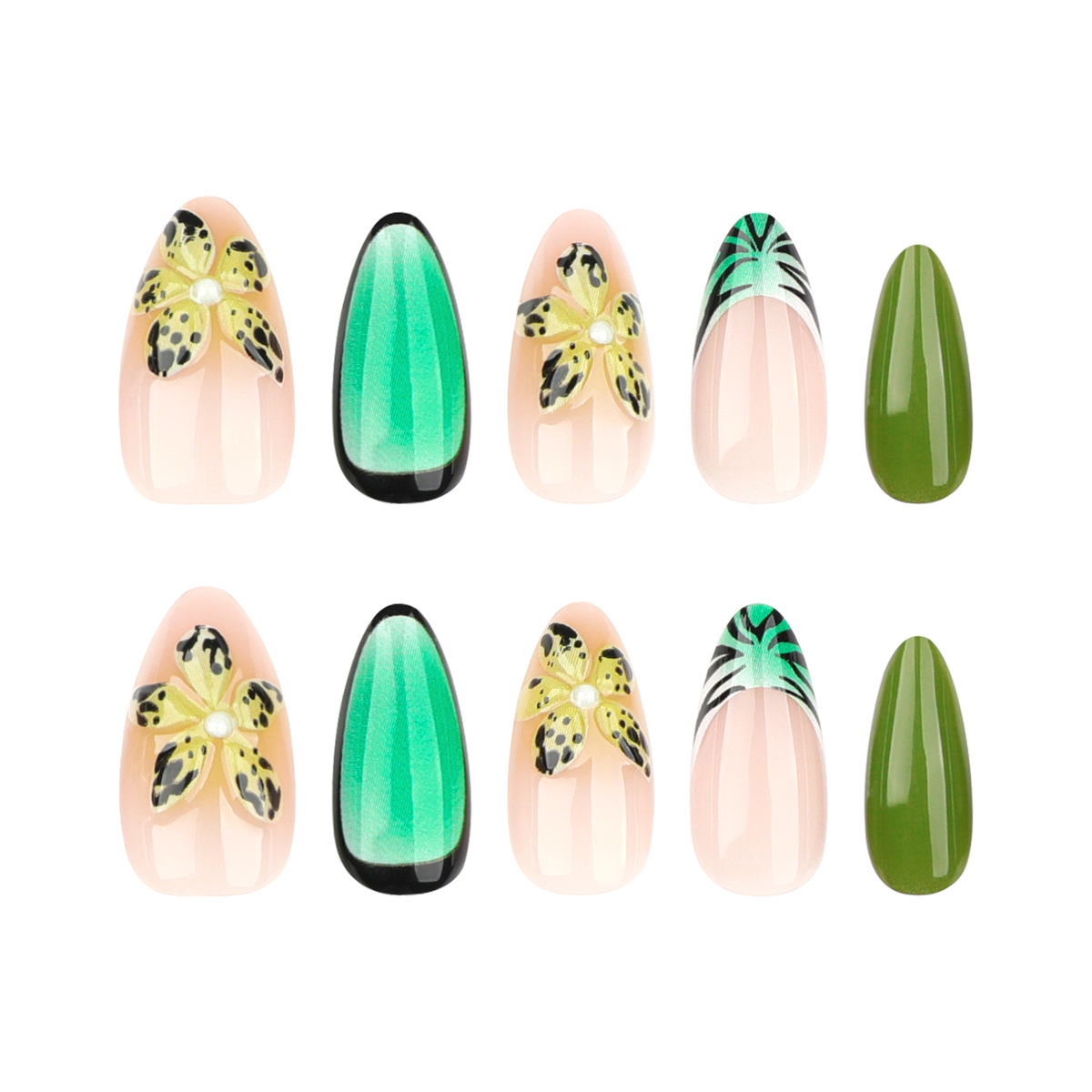 Summer Flora Green Nails