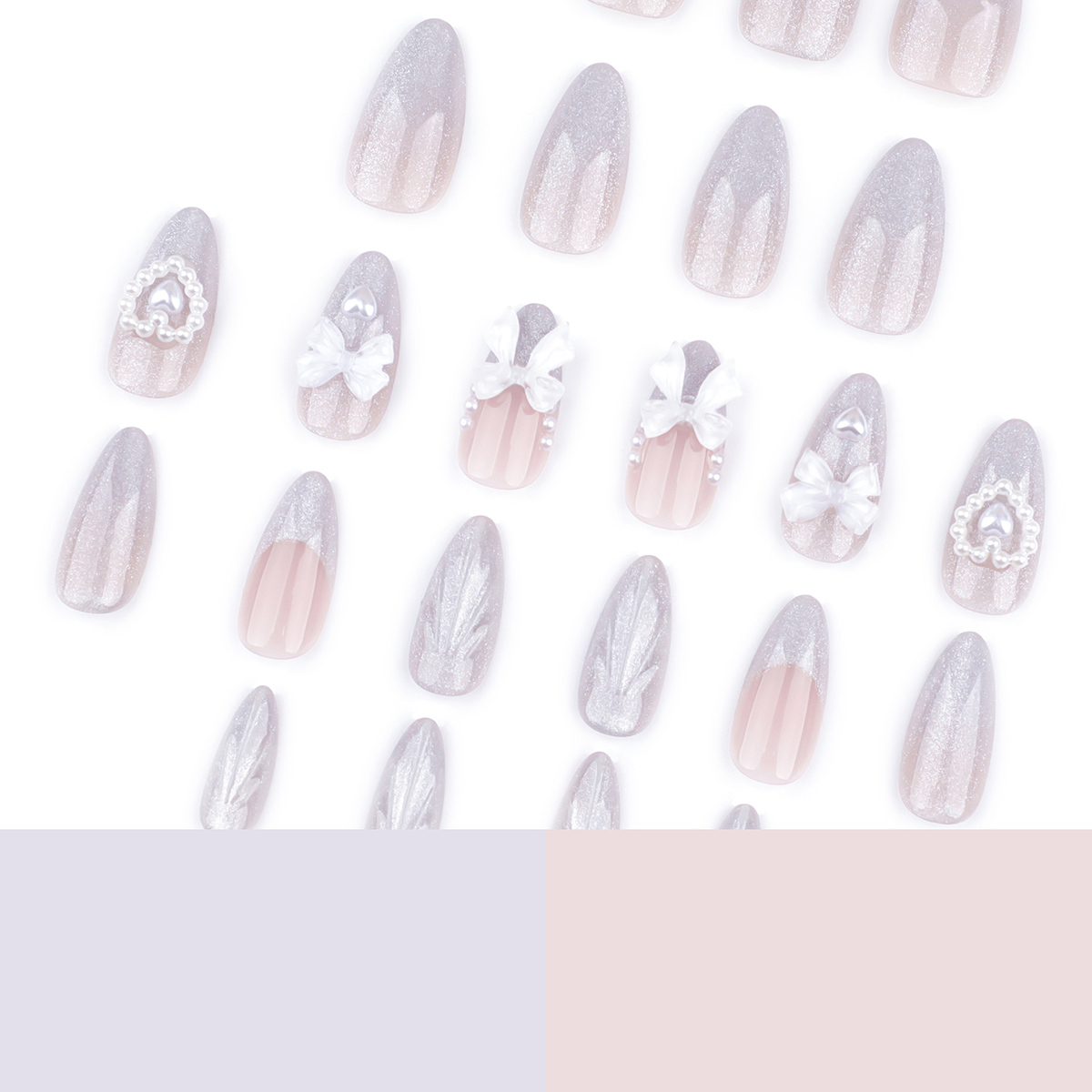 Diamond Bow Silver Nails