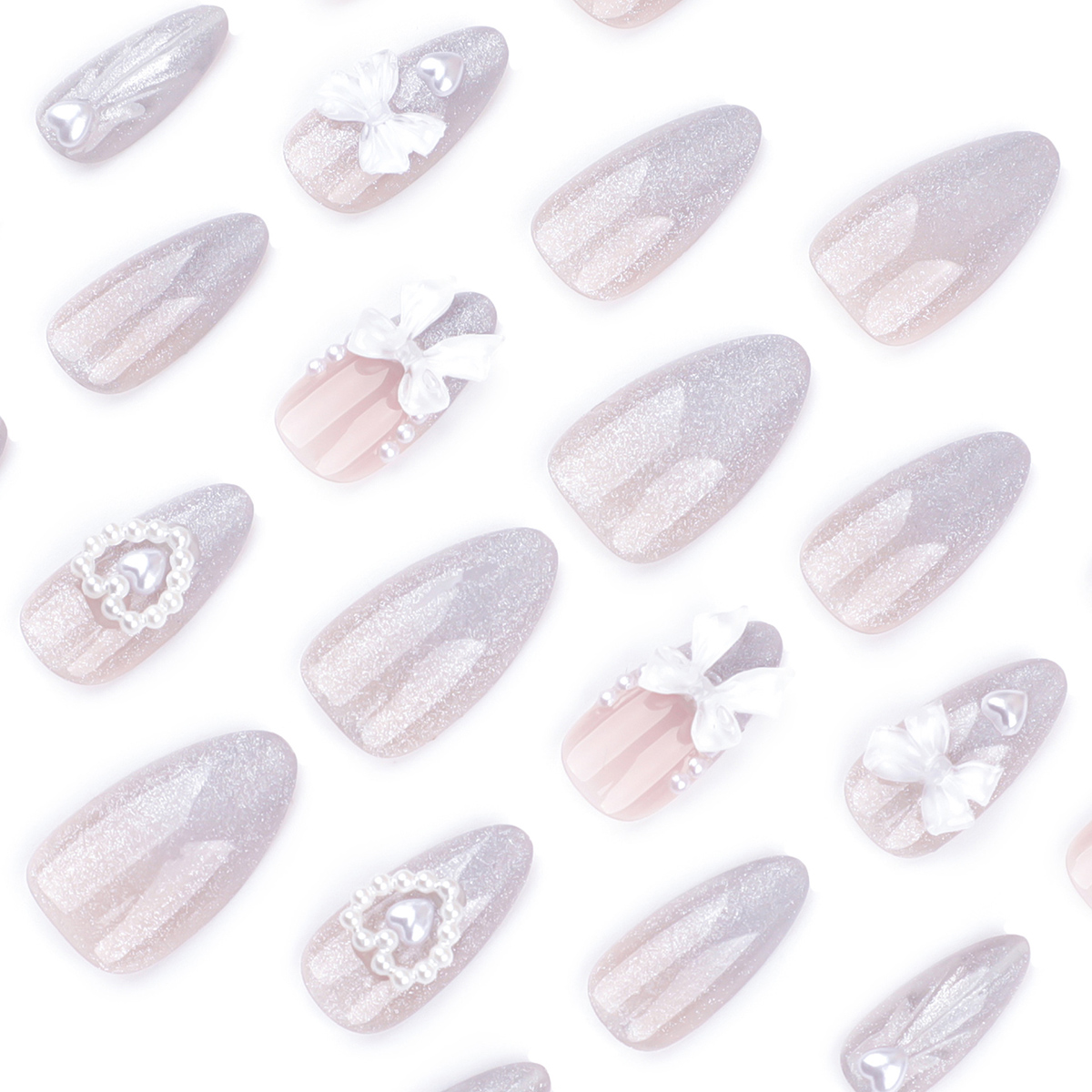 Diamond Bow Silver Nails