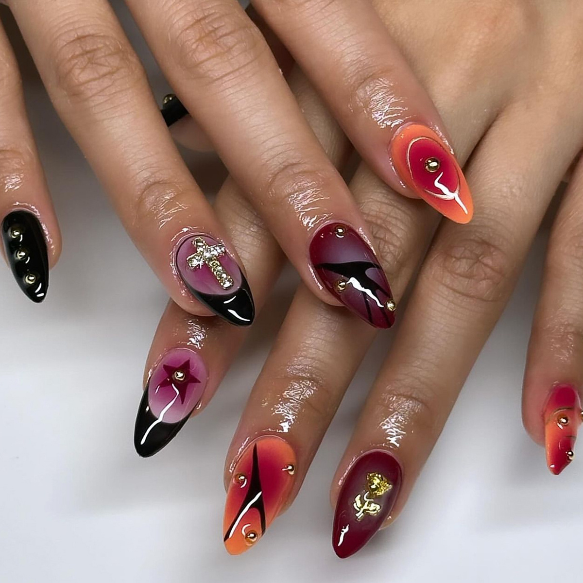 Bejeweled Bouquet Multicolor Nails