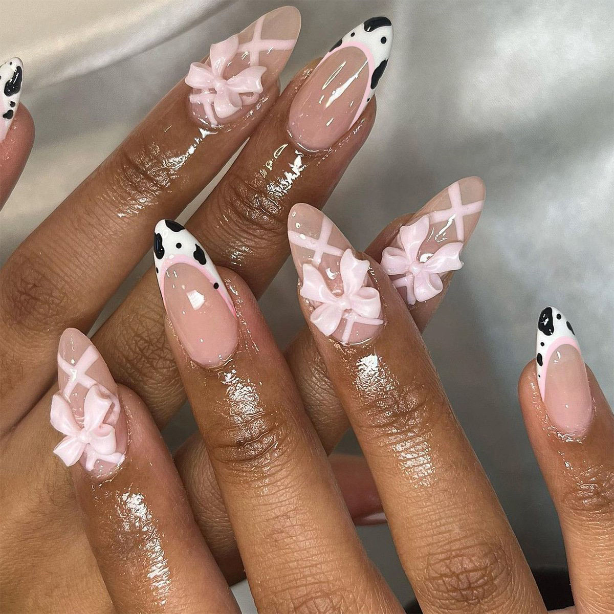 Ribbon Blush Pink Nails