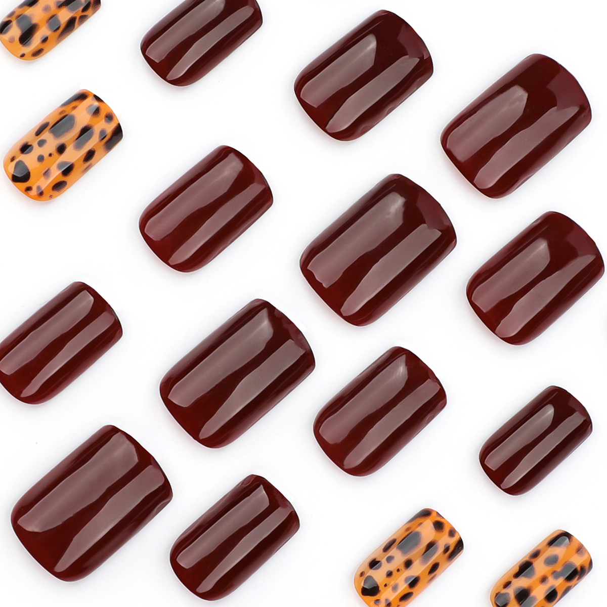 Maillard Leopard Wine Red Nails