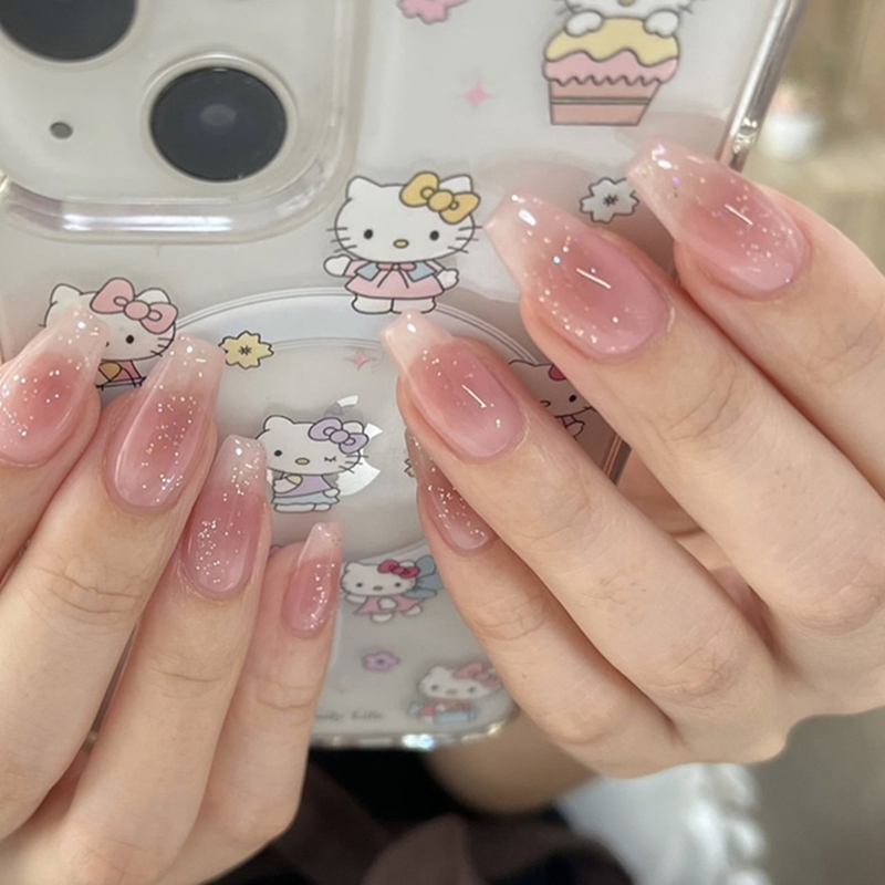 Peach Haze Pink Nails