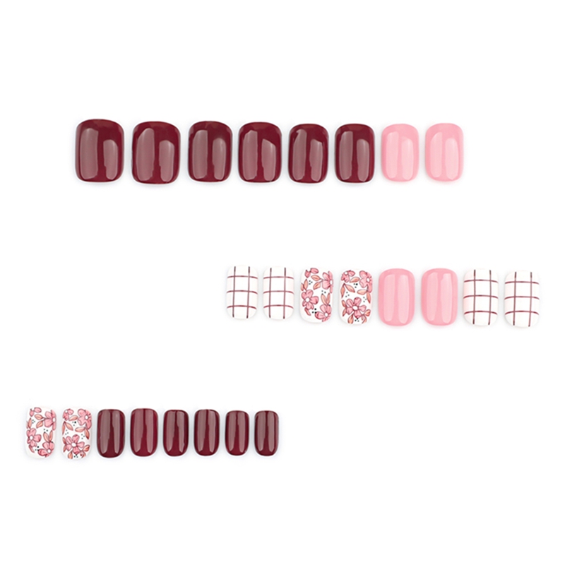 Floral Grid Multicolor Nails