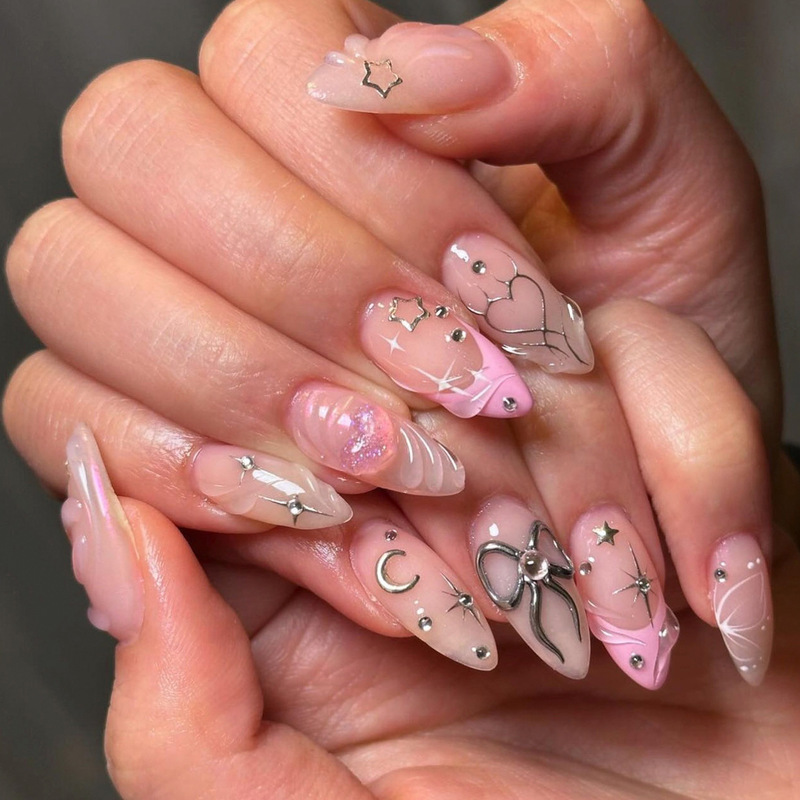 Silver Kiss Pink Nails