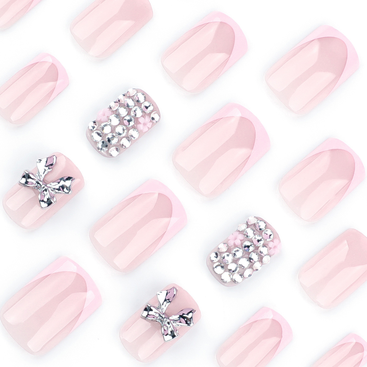 Prism Bows Pink Nails