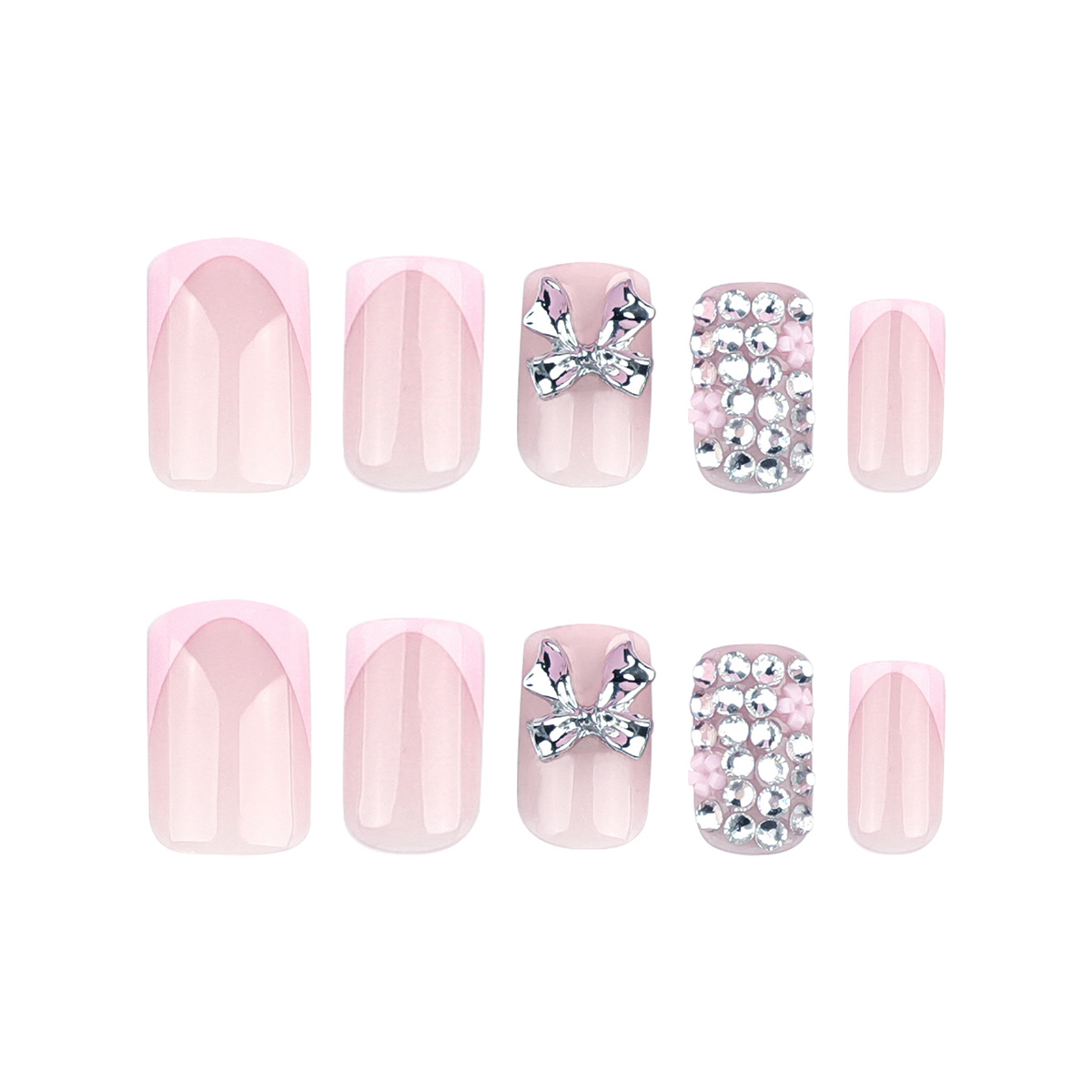 Prism Bows Pink Nails