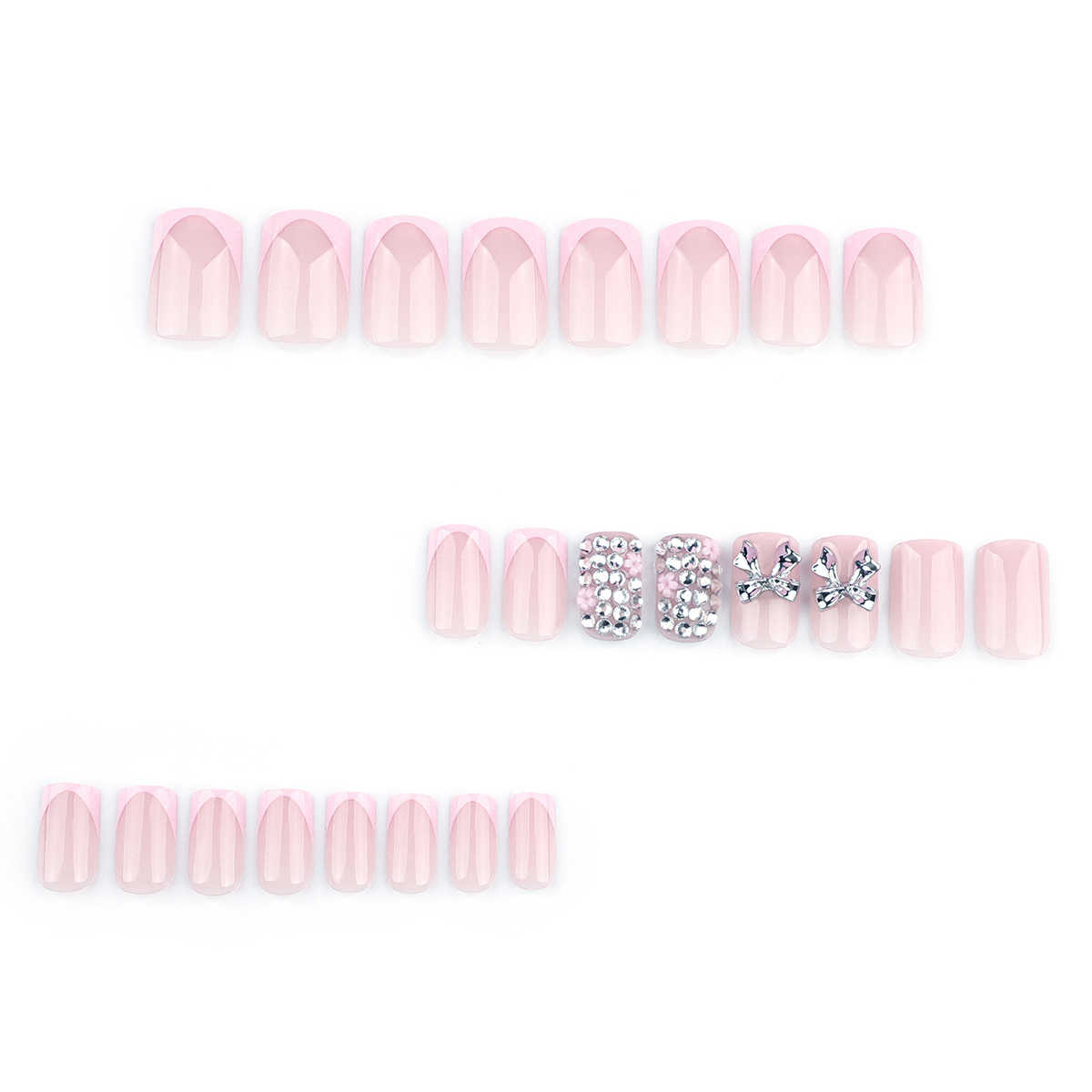 Prism Bows Pink Nails