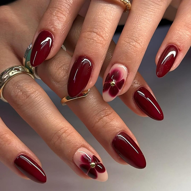 Claret Bloom Red Nails