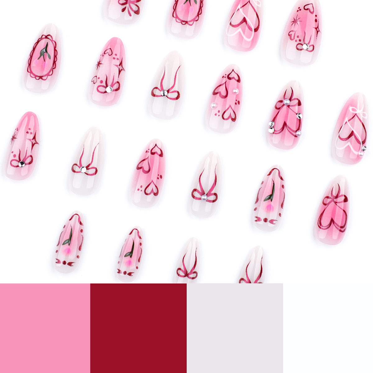 Sweetheart Bow Pink Nails