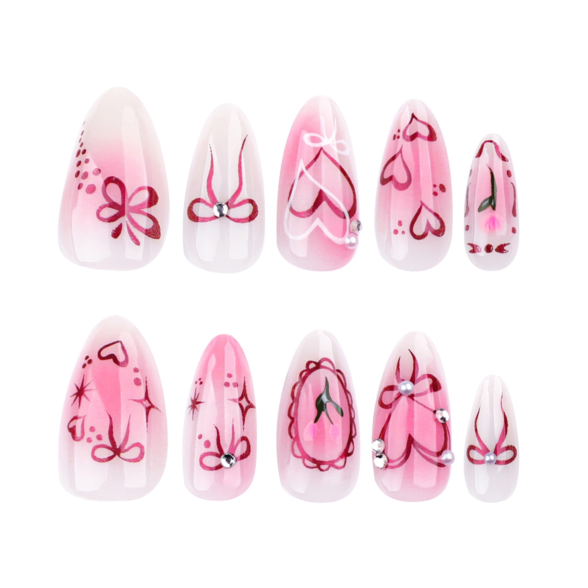 Sweetheart Bow Pink Nails