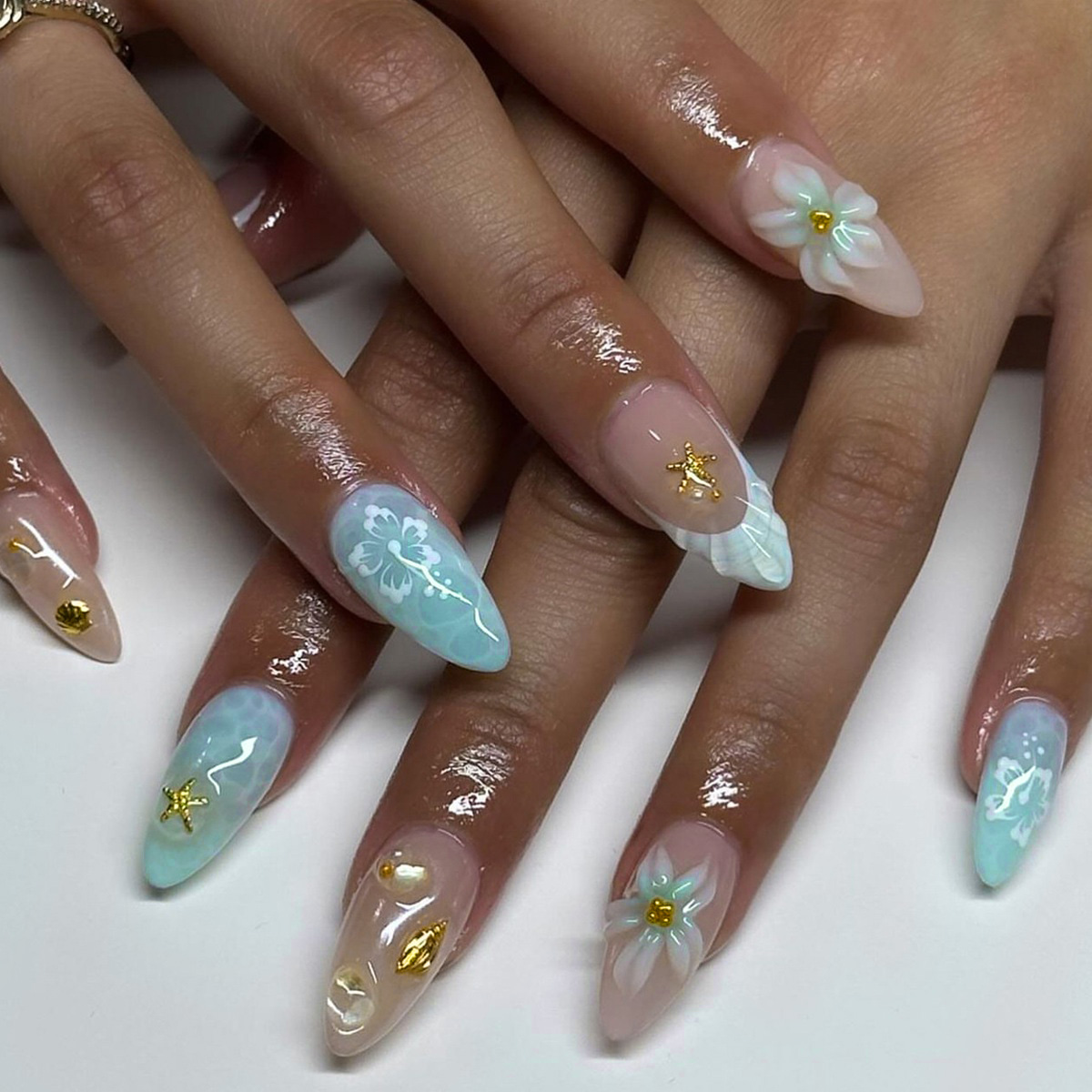 Seaside Jewel Blue Nails