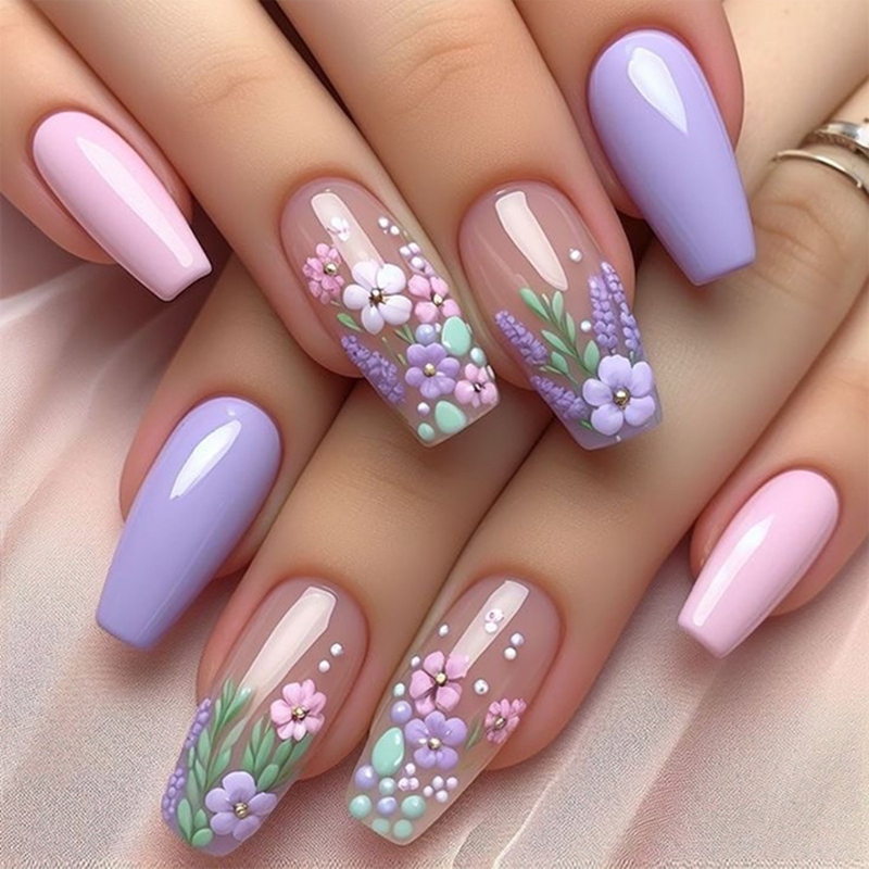 Floral Poetry Multicolor Nails