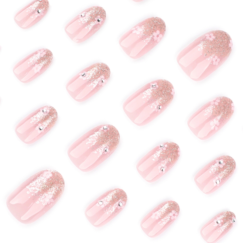 Crystal Poetry Pink Nails