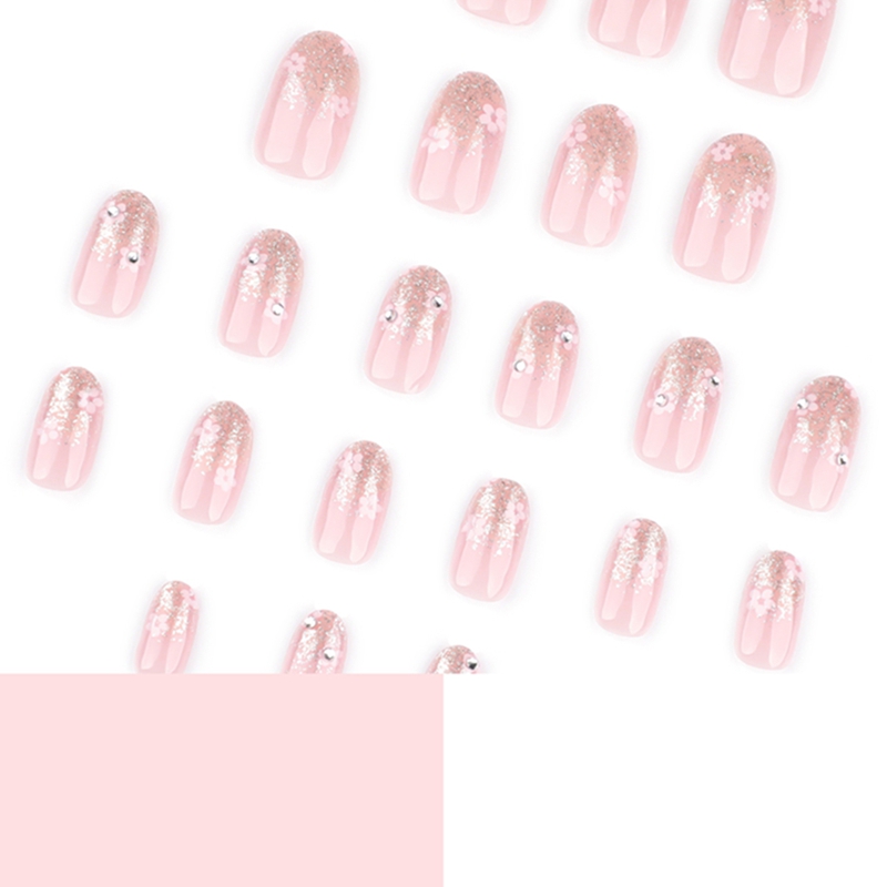 Crystal Poetry Pink Nails
