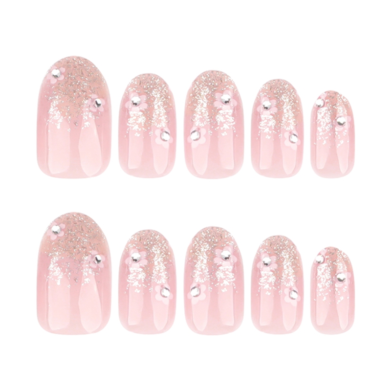 Crystal Poetry Pink Nails