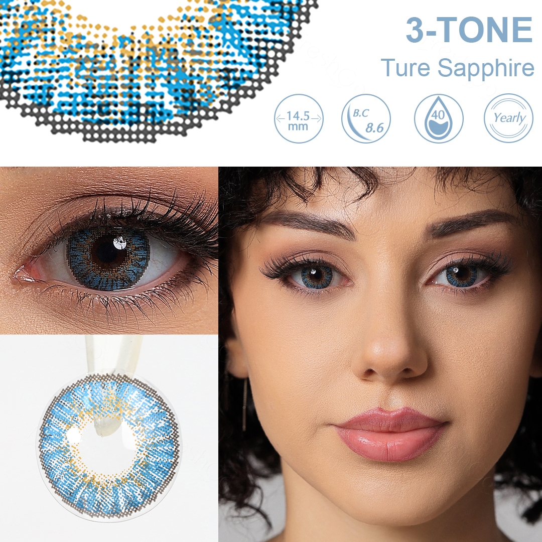 3-Tone True Sapphire Contact Lenses