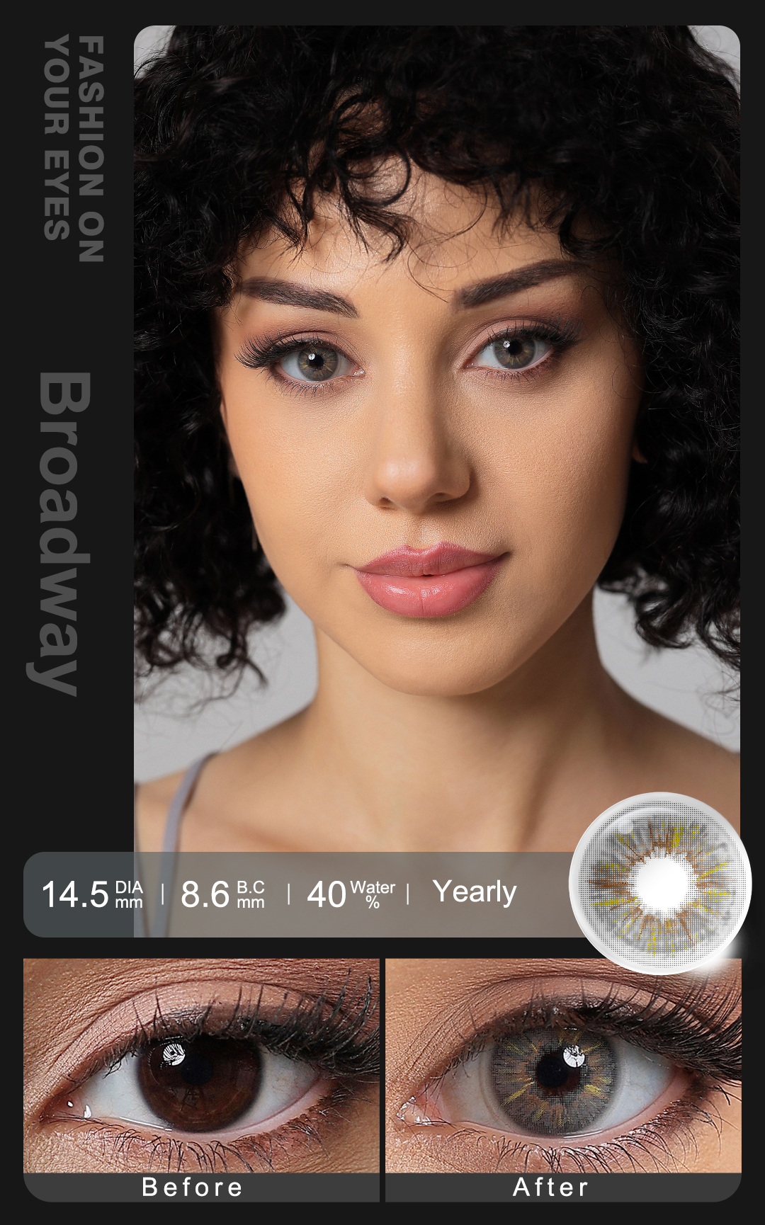 Broadway Lava Gray Contact Lenses