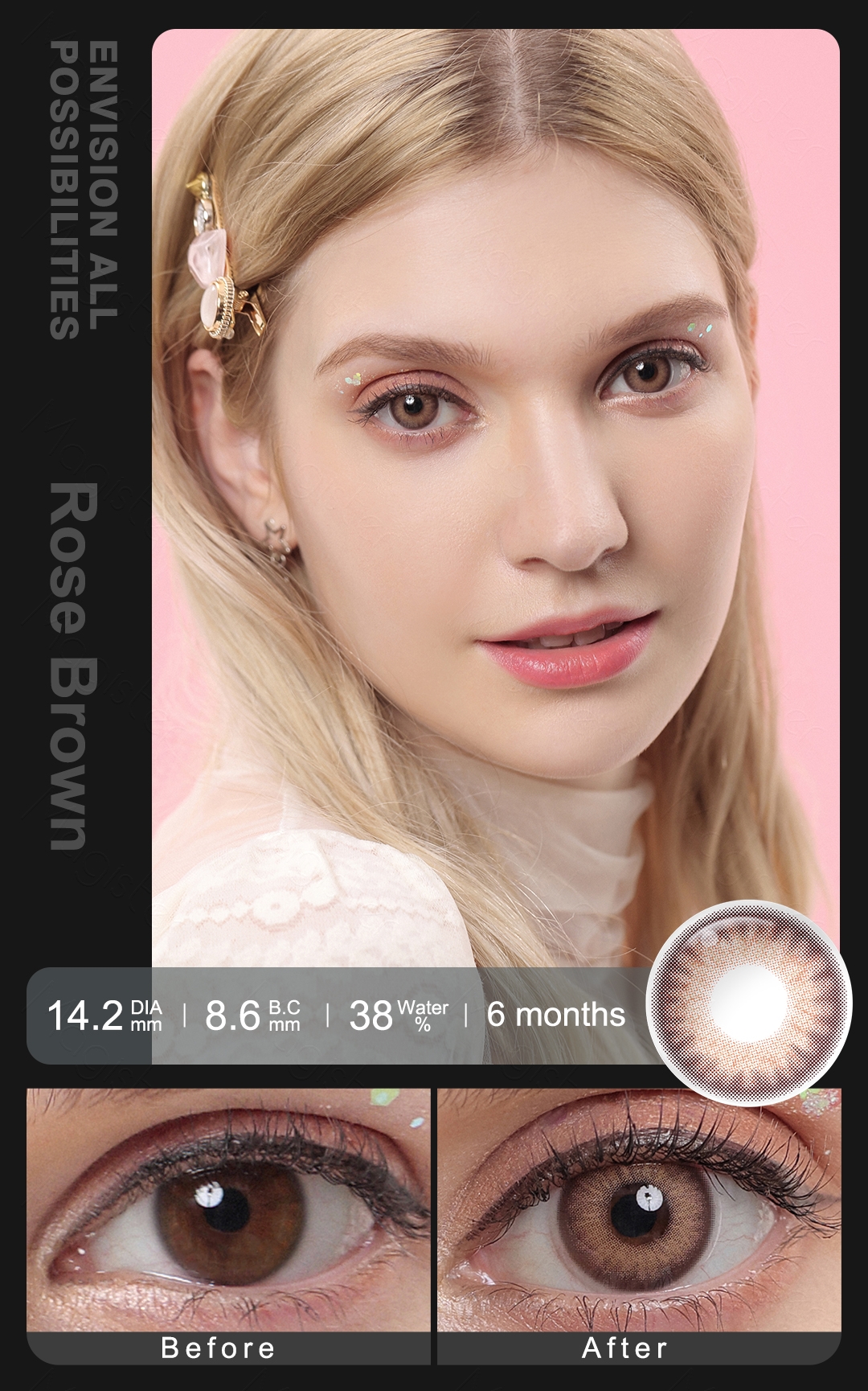 Flora Rose Brown 6 Months Contact Lenses