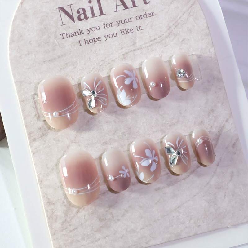 Jeweled Flora Pink Nails