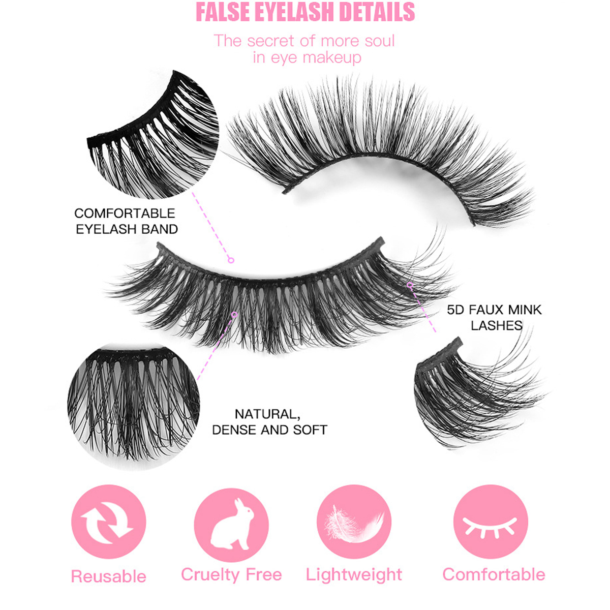 French Chic 5 Pairs Natural Lashes