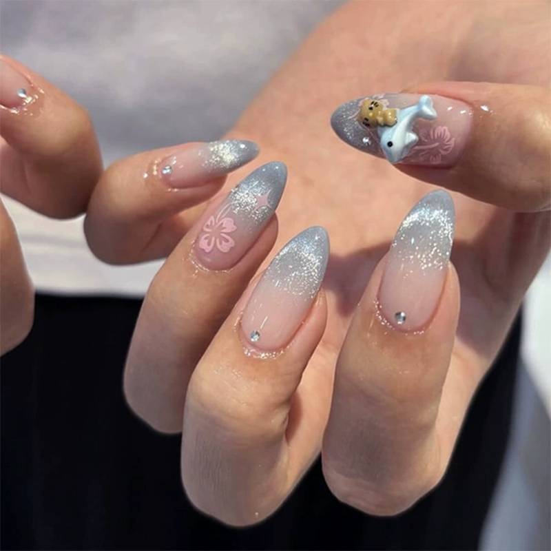 Aqua Fantasy Blue Nails
