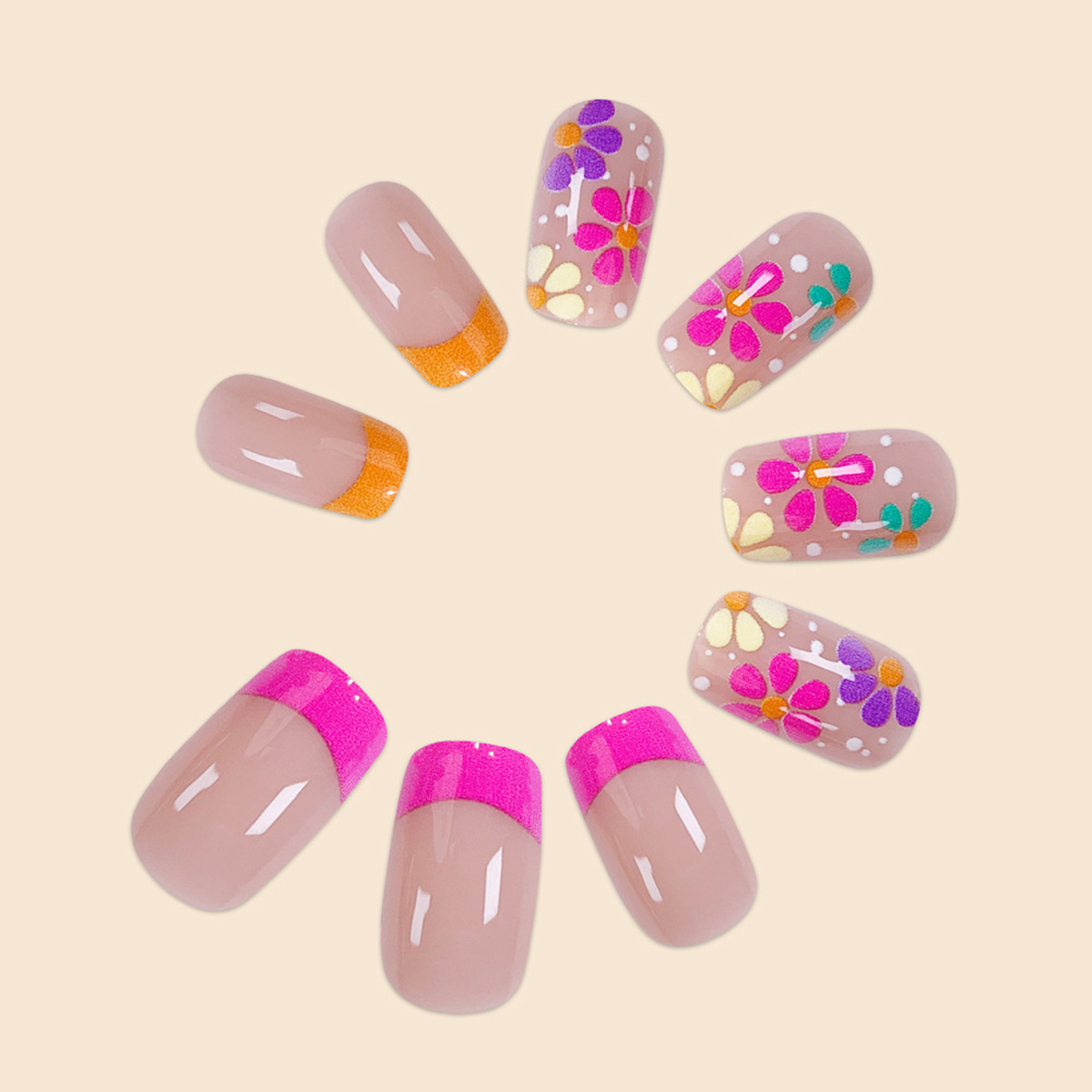 Floral Fiesta Multicolor Nails