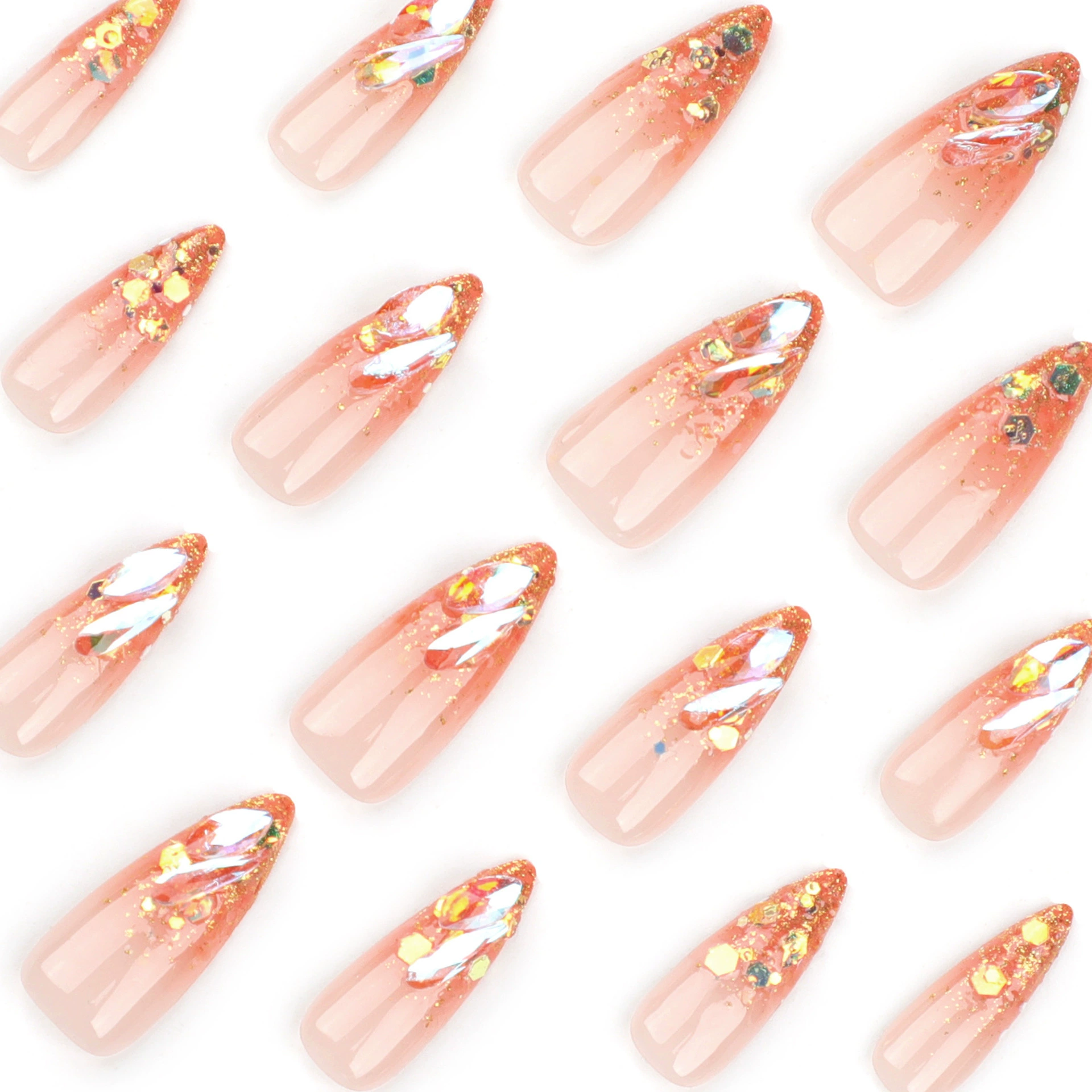 Orange Opulence Gold Nails