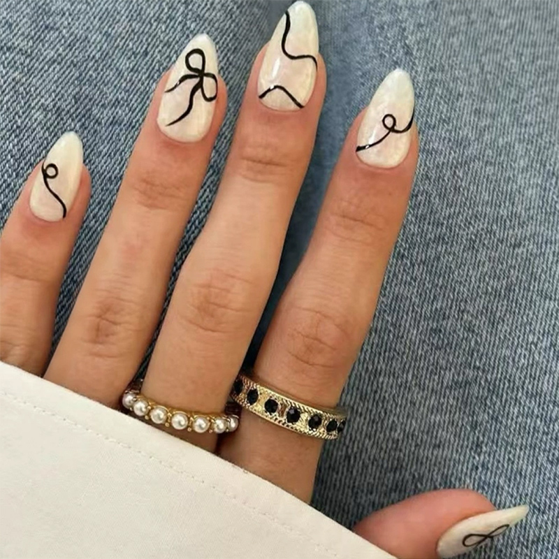 Timeless Bow White Nails