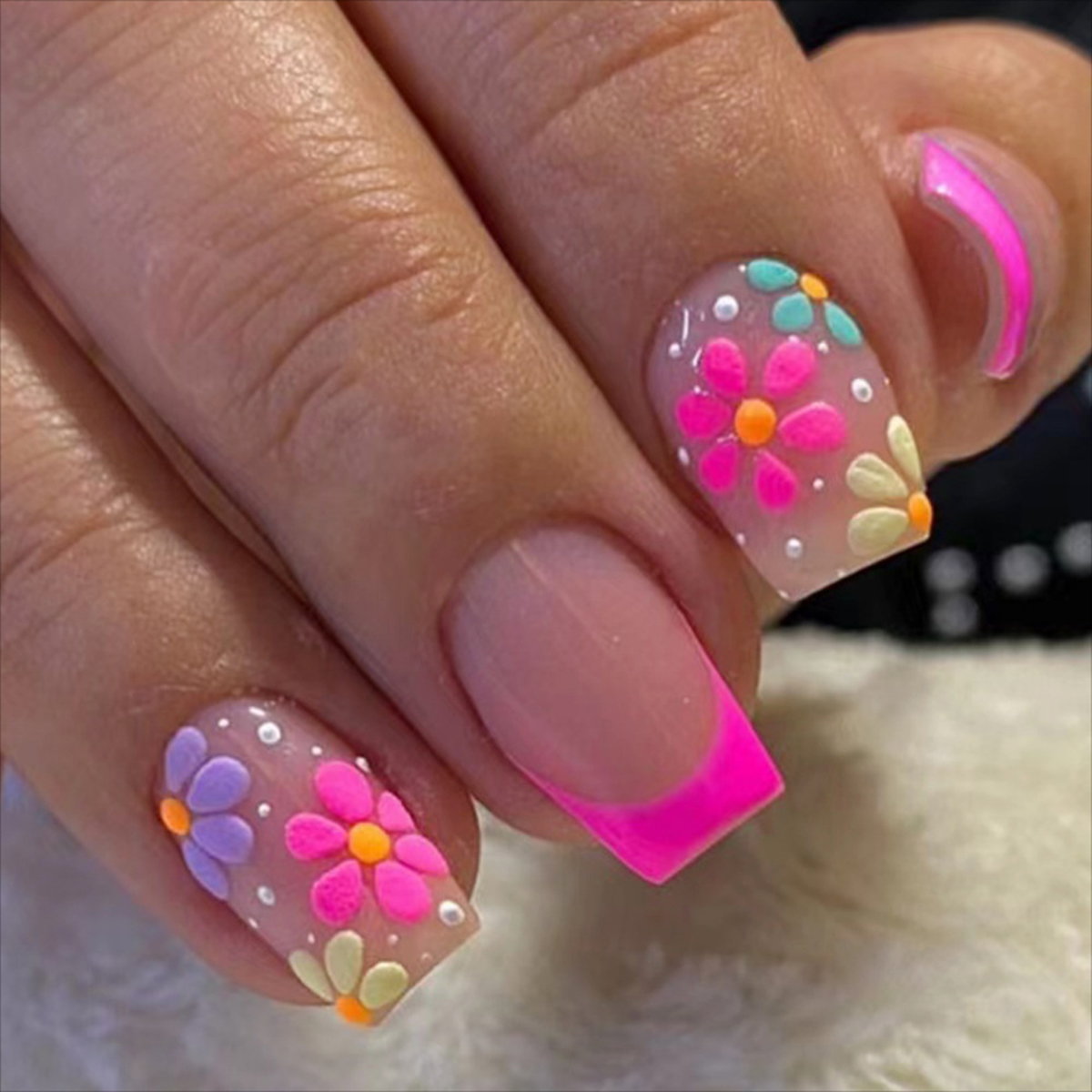Floral Fiesta Multicolor Nails
